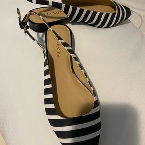 Talbot's stripped sling back shoes